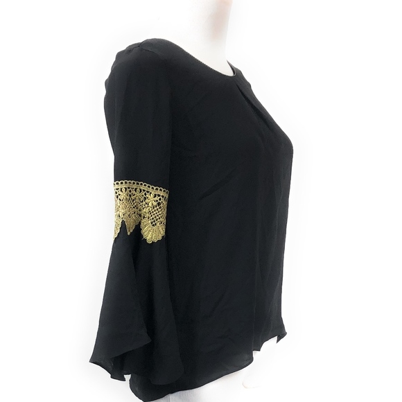 NY Collection Bell Sleeve with Gold Trim - Picture 3 of 8